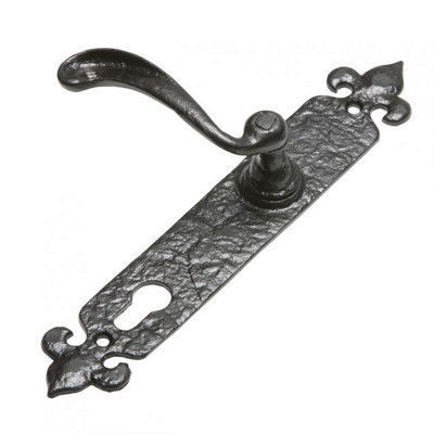 Kirkpatrick 92mm Fleur-De-Lis Lever Handle Euro Profile - Antique Black (2462)