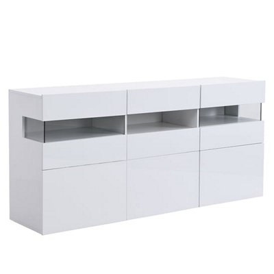 Kirsten High Gloss Sideboard In White With LED Lighting