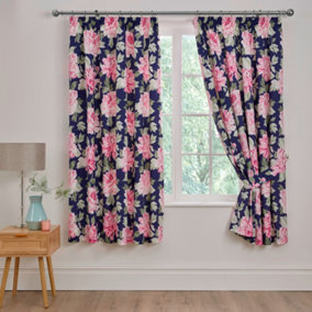 Kirsten Pair of Pencil Pleat Curtains With Tie-Backs