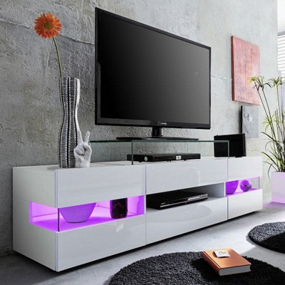 Kirsten TV Stand With Storage for Living Room and Bedroom 1690 Wide LED Lighting Media Storage