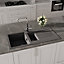Kitchen 1.5 Bowl Composite Inset Sink with Overflow & Drainer  - 1000 x 500mm - Matt Grey - Balterley