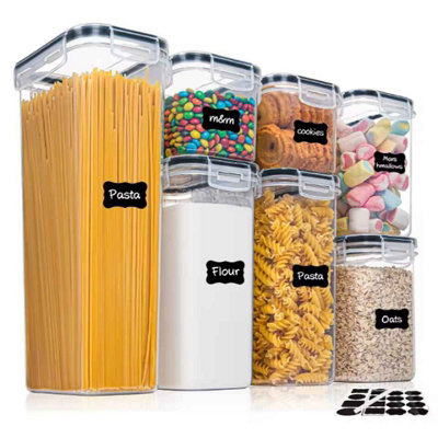Kitchen 7 Piece Airtight Food Storage Container Set BPA Free with 10 ...