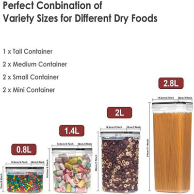 Kitchen 7 Piece Airtight Food Storage Container Set BPA Free with 10 ...
