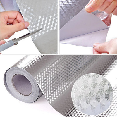 Kitchen Backsplash Stickers Self Adhesive Aluminum Foil Wallpaper 2 Pack