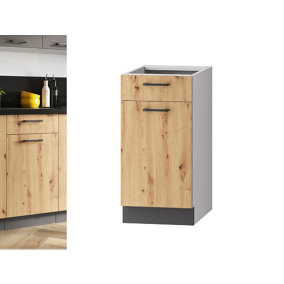 Kitchen Base Cabinet 400 Unit 40cm Door Drawer Cupboard Grey Oak Effect Clara