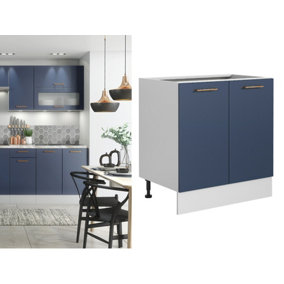 Kitchen Base Unit 800mm Cabinet Floor Cupboard Navy Dark Blue Soft Close Nora