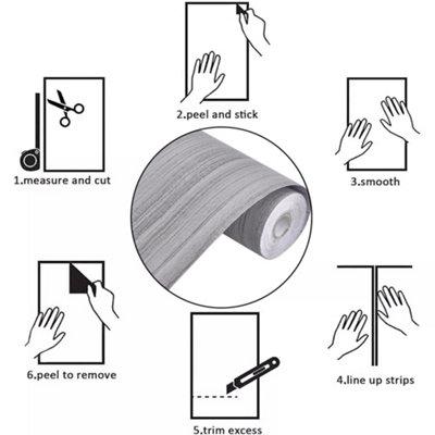 Kitchen & Bathroom Lino Grey Wood Effect Waterproof Vinyl Flooring Roll ...