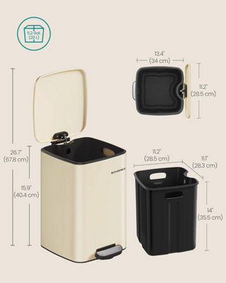 Kitchen Bin, Trash Bin, Steel Pedal Bin, Waste Container, with Inner ...