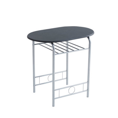 Kitchen Breakfast Bar Small Dining Table and 2 chairs Set with Metal frame -Black