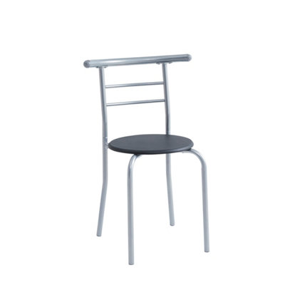 Kitchen Breakfast Bar Small Dining Table and 2 chairs Set with Metal frame -Black