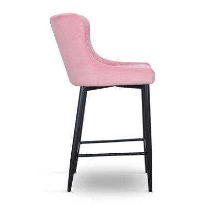 Kitchen Breakfast Bar Stool in Blush Pink - Set of 2