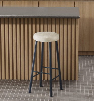 Kitchen Breakfast Bar Stool in Faux Leather Suede Cream DIY at B Q