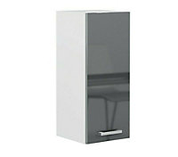 Kitchen Cabinet 30cm 300mm 1 Door Wall Cupboard Soft Close Grey High Gloss Luxe