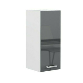 Kitchen Cabinet 30cm 300mm 1 Door Wall Cupboard Soft Close Grey High Gloss Luxe