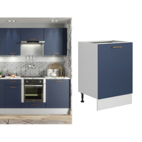 Kitchen Cabinet 600mm Base Unit Navy Blue Cupboard Soft Close Copper Handle Nora