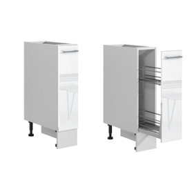 Kitchen Cabinet Pull Out Storage Basket 200mm Cargo Unit White Gloss Cupboard Modern Ella