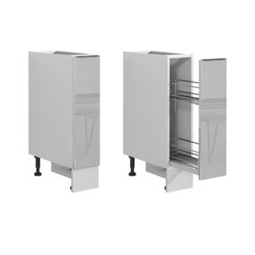 Kitchen Cabinet Pull Out Storage Basket 200mm Unit Modern Grey Gloss Base Storage Cupboard Star