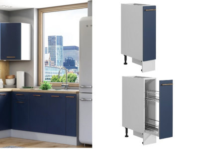Kitchen Cabinet Pull Out Storage Basket 200mm Unit Navy Blue Base Cupboard Nora