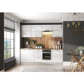 Kitchen Cabinet Set 11 Unit Oven Housing Soft Close White Gloss / Grey Matt Ella
