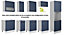 Kitchen Cabinet Set 300cm 9 Unit Navy Blue 3m Base Wall + Tall Oven Housing Nora