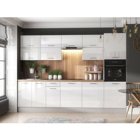 Kitchen Cabinets Set 12 Unit Tall Oven Housing Soft Close White Gloss Grey Ella