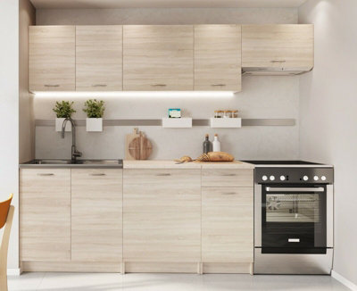 Kitchen Cabinets Set Sonoma Oak Base Wall 7 Units Worktop with ...