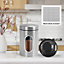 Kitchen Canister Set 3 Piece Coffee Tea Sugar Caddy Clear Viewing Window Silver