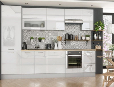 Kitchen Cargo Cabinet 200mm Base Unit Cupboard with Pull Out Basket 20cm Soft Close White Gloss