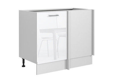 White gloss deals corner unit