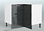Kitchen Corner Unit Base Cabinet Cupboard L-Shape 900mm 90cm Grey Gloss Luxe