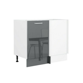 Kitchen Corner Unit Base Rectangular 110cm Cupboard Soft Close Grey Gloss Luxe