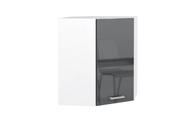 Kitchen Corner Unit Wall Cabinet Cupboard 600mm 60cm Soft Close Grey Gloss Luxe