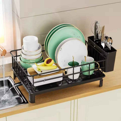 Kitchen Countertop Dish Rack with Drain Tray