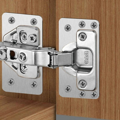 4PCS Stainless Steel Cabinet Hinge Repair Plate Kit With Screws - Fix Loose Kitchen Cupboard Doors, Easy Install