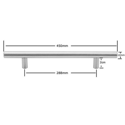 Kitchen Cupboard T-Bar Brushed Steel Furniture Cabinet Handles 288mm (Pack of 1)
