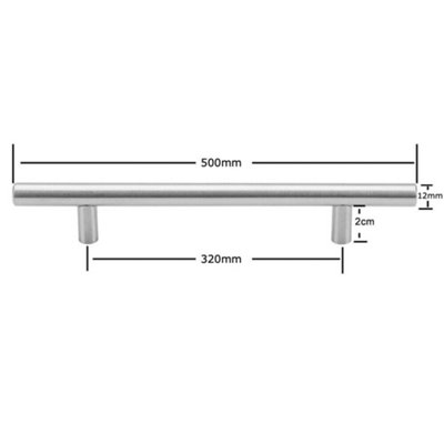 Kitchen Cupboard T-Bar Brushed Steel Furniture Cabinet Handles 320mm (Pack of 1)