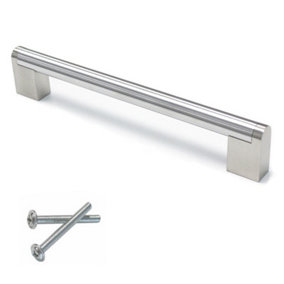 Kitchen Cupboard U-Bar Brushed Steel Furniture Cabinet Handles 128mm (Pack of 1)