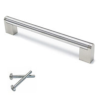 Kitchen Cupboard U-Bar Brushed Steel Furniture Cabinet Handles 192mm (Pack of 10)