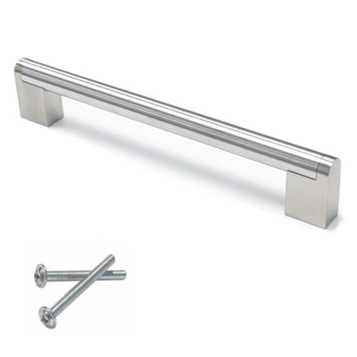 Kitchen Cupboard U-Bar Brushed Steel Furniture Cabinet Handles 301mm (Pack of 1)