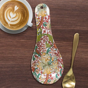 Kitchen, Dining Spoon, Utensil Rest, Featuring a Golden Lily Floral Print Design. H24 x W9 x D3 cm