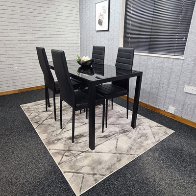 Dining table set for best sale 4 black