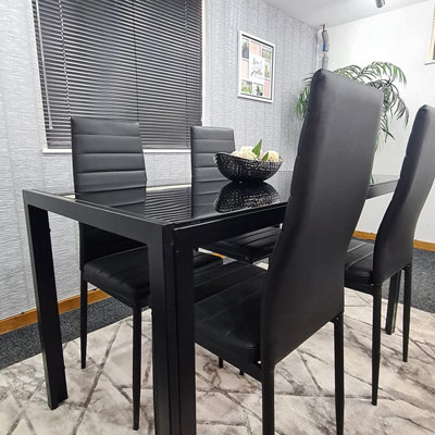 Dining table set for 4 online black