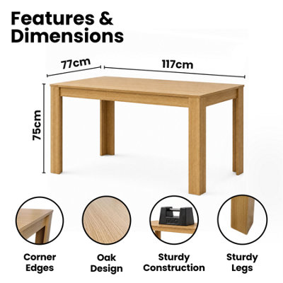 Kitchen Dining Table, Oak Effect Kitchen Dining Table For 4, Furnitur, Kosy Koala