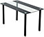 Kitchen Dining Table set of 6  Glass Black Clear Dining Table with 6 Black Leather Padded Chairs Furnitur Kosy Koala