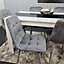 Kitchen Dining Table Set Of 6 Wooden White Black Table Grey Velvet Tufted Chairs