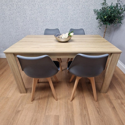 Kitchen Dining Table With 4 Chairs Dining Table Room Set 4 Wooden OAK ...