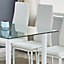 Kitchen Dining Table With 4 Chairs Glass Clear Dining Table with 4 white Leather Padded Chairs, Furnitur Kosy Koala