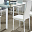 Kitchen Dining Table With 4 Chairs Glass Clear Dining Table with 4 white Leather Padded Chairs, Furnitur Kosy Koala