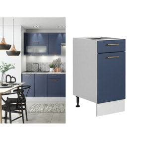 Kitchen Drawer Unit 400mm Base Cabinet Navy Blue Cupboard Copper Handle Nora