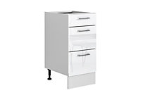 Kitchen Drawer Unit 400mm Cabinet Cupboard 40cm Soft Close White Gloss/Grey Ella